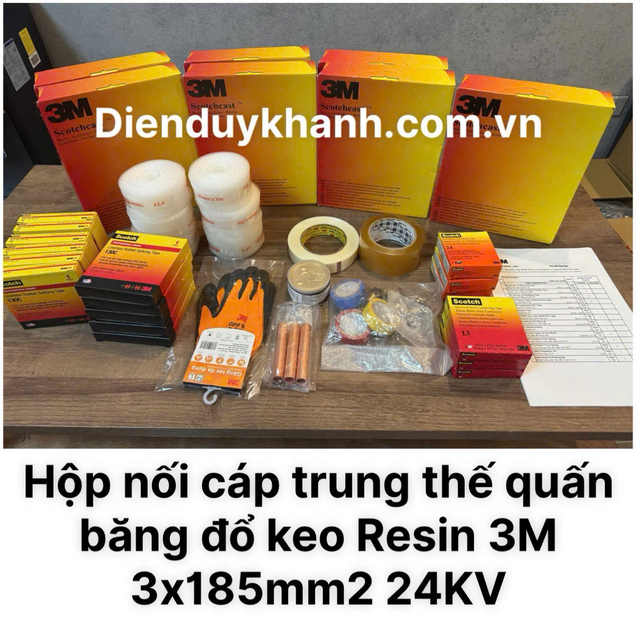 Hộp Nối Cáp Trung Thế Quấn Băng Đổ Resin 24KV 3Cx185_ VN-5B 93-A 185-Cu/3